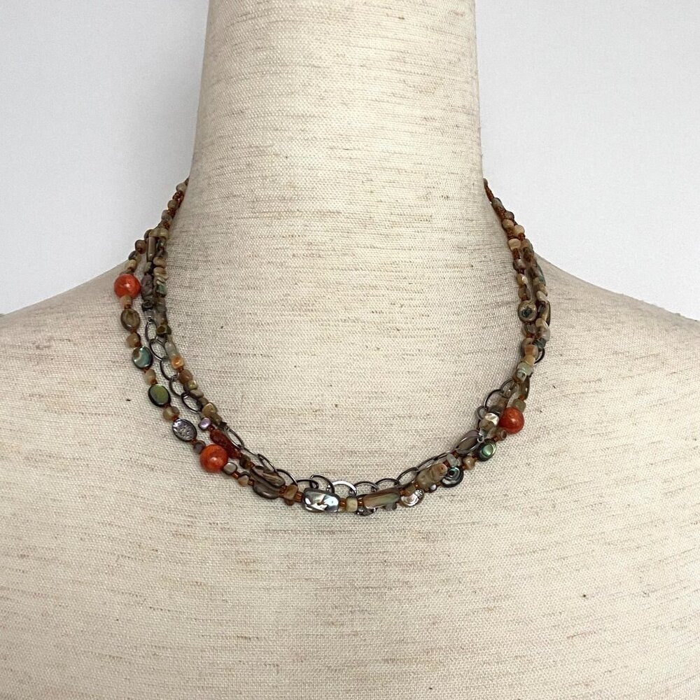 Silpada Sterling Silver 925 Fiesta Fun Beaded Triple Strand Necklace 16" - 18"